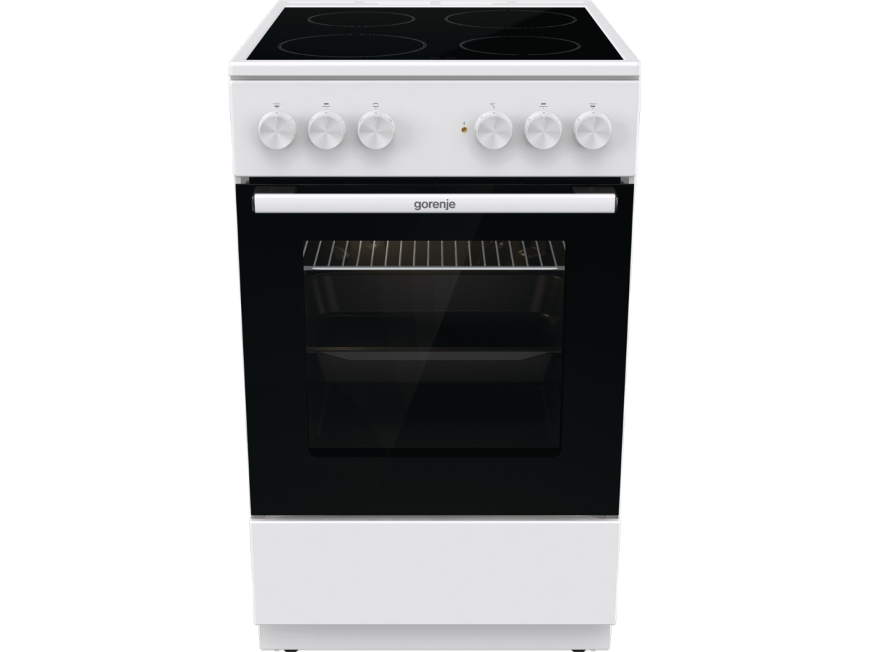 Gorenje GEC5A21WG, Fritstående komfur, Hvid, Dreje, Hvid, Rustfrit stål, Stål | Vitvaror - Spisar - Glaskeramikspisar | GameStuff