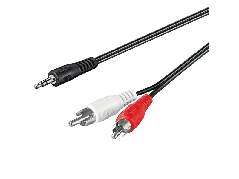 Goobay 3.5mm - 2x RCA, 1m, 3.5mm, Hanstik, 2 x RCA, Hanstik, 1 m, Sort, Rød, Hvid