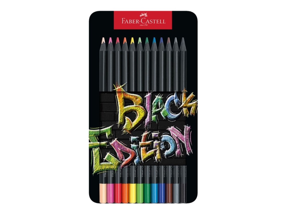 Faber-Castell Black Edition - Farvet Blyant - Diverse Klare Farver (Pakke Med 12)