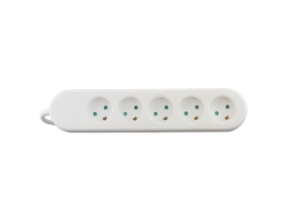 El-Stikd Se Med 5 Udtag M/Jord, 5,0M Ledning, Hvid