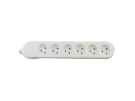 El-Stikd Se Med 6 Udtag M/Jord, 1,5M Ledning, Hvid