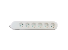 El-Stikd Se Med 6 Udtag M/Jord, 3,0M Ledning, Hvid