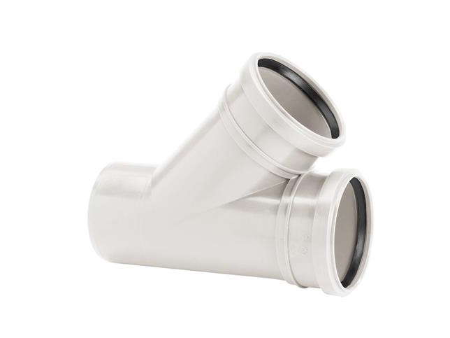 Uponor Decibel grenrør 75/75 mm 45° med 2 muffer