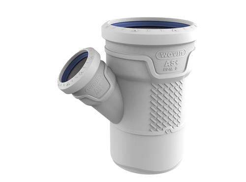 Wavin AS+ PP-M grenrør 110/50 mm. 45°. Hvid. Støjdæmpende