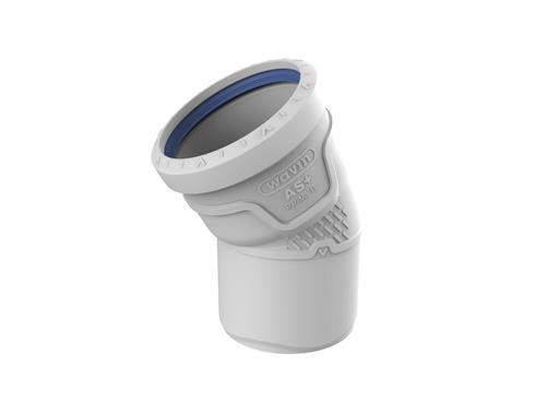 Wavin AS+ PP-M bøjning 75 mm. 30°. Hvid. Støjdæmpende