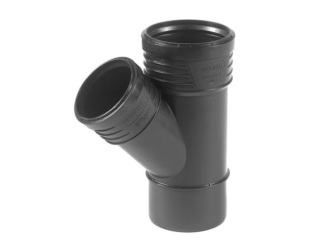 Wavin Sitech+ grenrør, 45°, Ø90x75 mm, plast, sort