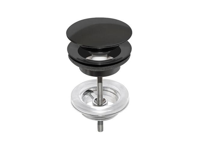 Bottenventil push-down med överströmning matt svart | VVS Artiklar - Badrum - Tillbehör för tvättställ | GameStuff