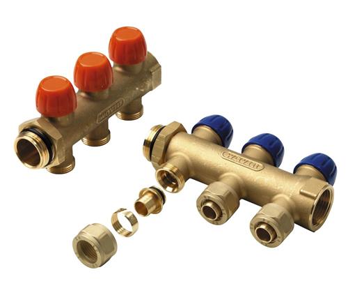 Wavin - Manifold 3 + 3 afgange, uden flowmeter p fremlb, til 20 x 2,0 mm pex-rr