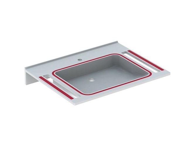 Geberit PUBLICA håndvask 700x115x550mm integr greb hvid