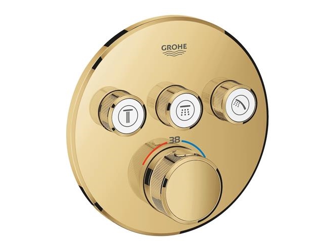 GROHE Grohtherm SmartControl brus Forplade, Termostat med 3 ventiler, poleret cool sunrise
