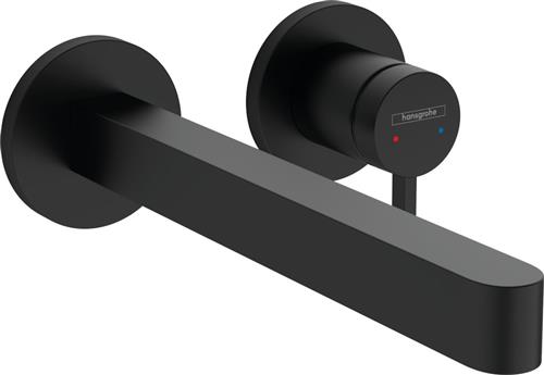 Hansgrohe finoris 1-grebs håndvaskarmatur til 2-huls indbygning i væg med 22,8 cm tud mat sort