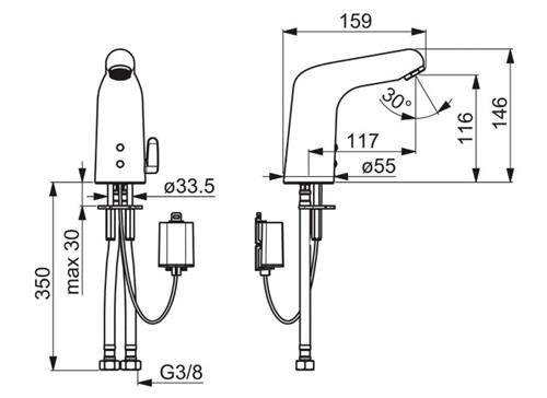 Oras Medipro armatur, berøringsfri, 6v.