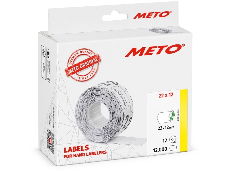 Etikett Meto 22X12 Mm Weiß Ablösbar 1000 St./Rolle 12 Rollen/Pack