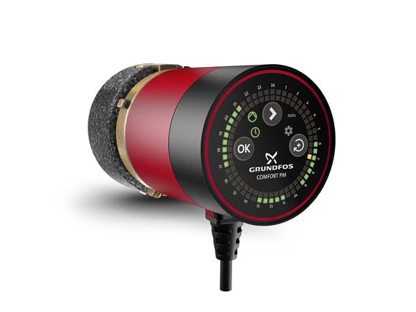 Grundfos COMFORT 15-14 BDT PM brugsvands cirkulationspumpe. Ny variant kommer med en unik digital timer-funktion