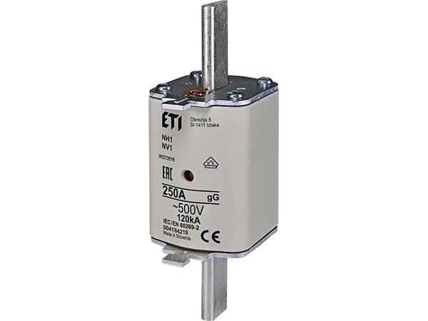 Säkring NH1 250A gG, 500V AC, brytkraft 120kA, Standard IEC 60269-1, IEC 60269-2. Med statusindikator | EL Artiklar - Elcentral - Diverse utrustning för svarta tavlor | GameStuff
