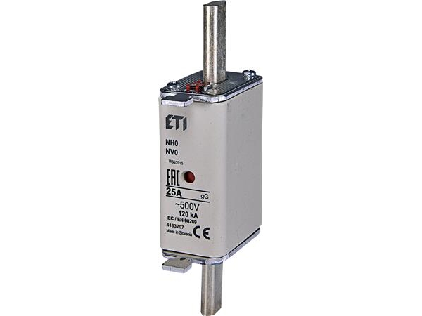 Säkring NH0 25A gG, 500V AC, brytkraft 120kA, Standard IEC 60269-1, IEC 60269-2. Med statusindikator - (3 st) | EL Artiklar - Elcentral - Diverse utrustning för svarta tavlor | GameStuff