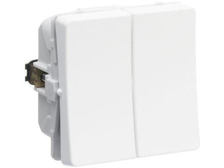 LAURITZ KNUDSEN LK FUGA Afbryder dobbelt korrespondance 1 modul, Hvid- I pose for DIY