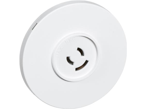 LAURITZ KNUDSEN Rund lampestikkontakt Ø80 mm med jord, Hvid- I pose for DIY