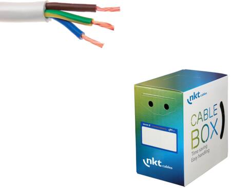 NKT Försörjningskabel, halogenfri 5G1,5 mm² NOPKA vit, 300/500V, box, kabeldiameter 11,6 mm - (50 meter)