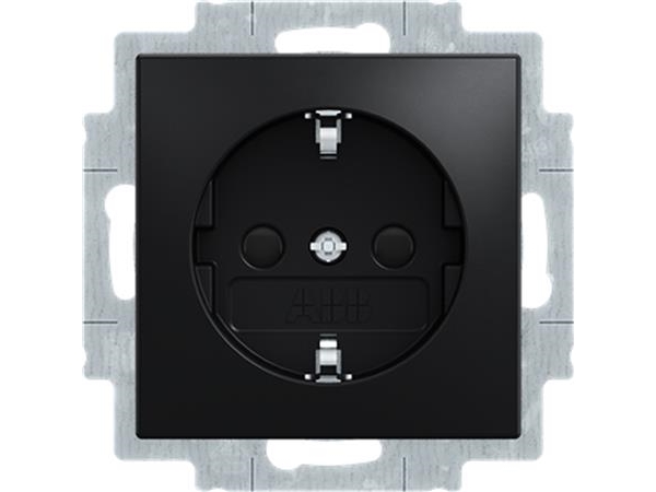 ABB-basic55 Schuko-uttag, matt svart, 16A, 1 modul, levereras inklusive lock med antipillskydd | Lauritz Knudsen - LK OPUS® 73 & 74 - Övriga OPUS 73 & 74 | GameStuff