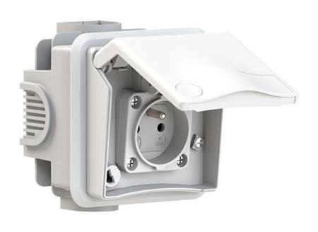 BALS CEE-uttag för infällt uttag TH 400V 16A 5-polig H6 bredd x höjd 90x90 mm med gångjärnslock grå IP44 polyamid | EL Artiklar - Cee & multipolär - Cee material | GameStuff