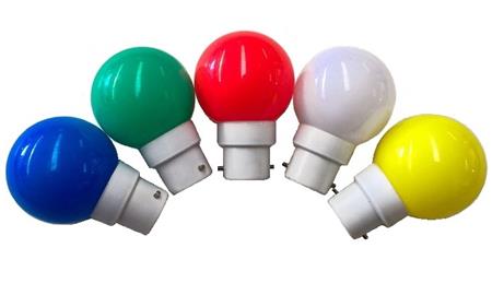 Lyskilde Blå 1W B22 Ø45mm, Plast Kugle