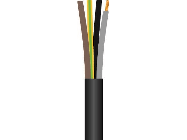 Gummikabel 4G1,5 mm² H07RN-F sort 450/750V ring med 100 meter, kabeldiameter 10,4 mm - (100 meter)