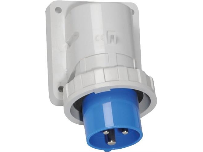 BALS CEE Panel indtag H6 230V 16A 3 polet IP67, Farve blå RAL 5015, Skrueklemmer. Flange 74x84 mm. Fixing centers 58x64 mm | EL Artiklar - Cee & multipolär - Cee material | GameStuff