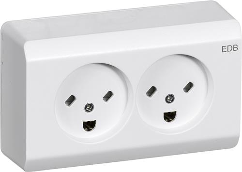 LAURITZ KNUDSEN OPUS® 66 stikkontakt udvendig dobbelt EDB 2-pol med jord hvid.