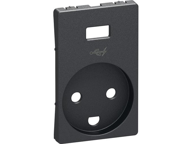 LK FUGA afdækning til stikkontakt med jord og 5V USB-lader 1½ modul, koksgrå
