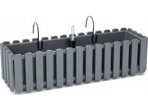 Balkono vazonas su automatiniu laistymu Prosperplast Boardee Fencycase W DDEF600W-405U, pilkas