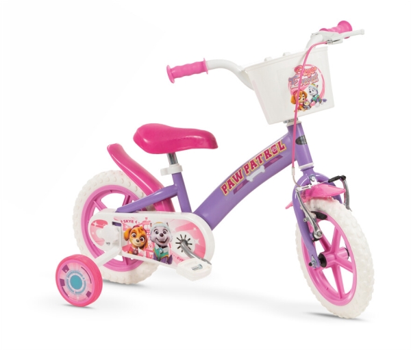 Toimsa Kinderfahrrad Paw Patrol 12 Zoll Lila Mädchen Mit Stützrädern Korb Toi1180 (Toi1180)