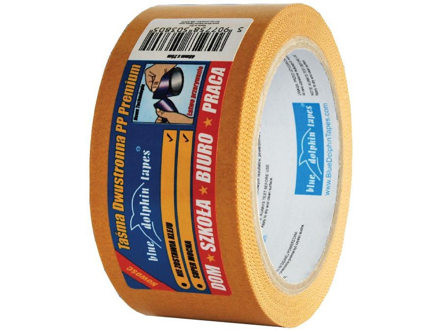 Blue Dolphin Pp Premium Dobbeltklæbende Tape, Der Er Let At Bryde 48 Mm X 25 M