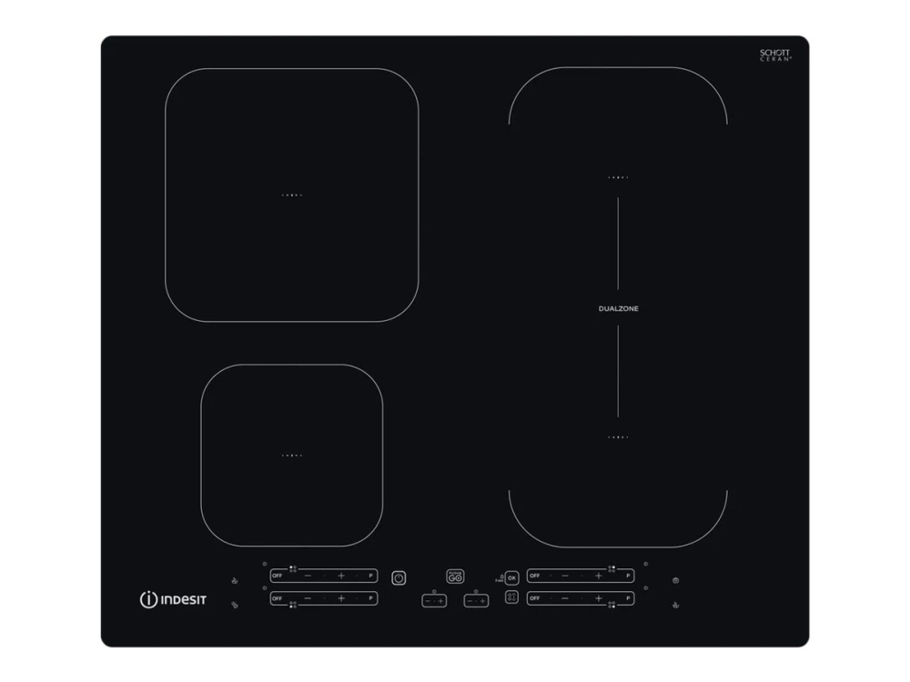 Indesit Ib 65B60 Ne, Schwarz, Integriert, 59 Cm, Zonen-Induktionskochfeld, Glaskeramik, 4 Zone(N)