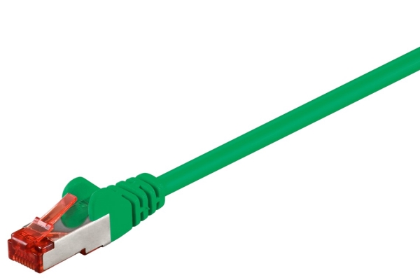 Goobay Netværkskabel CAT 6, S/FTP (PiMF), grøn, 0,15 m kobberleder (CU), halogenfri kabelkappe (LSZH)
