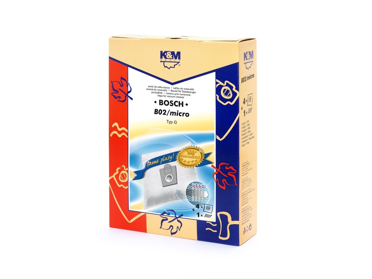 K&Ampm D / B02 Micro-Beutel Bosch Typ G Microbags 4 Stück + Filter