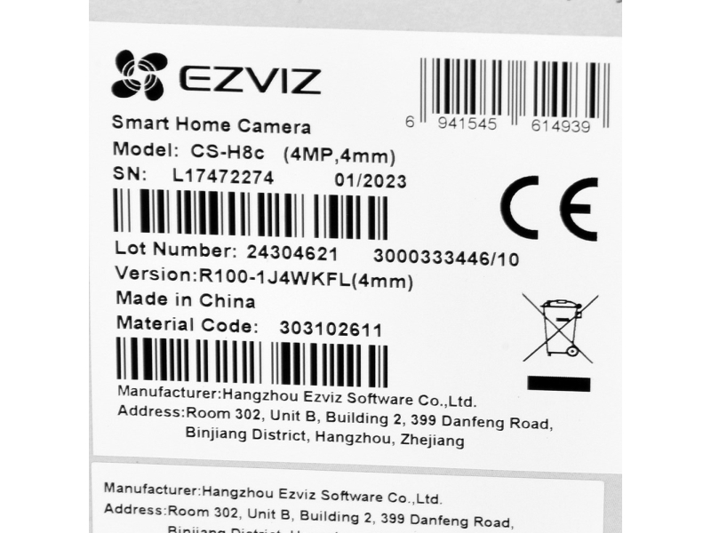 Ezviz H8c, Ip-Sicherheitskamera, Innen & Außen, Verkabelt & Kabellos, Decke/Wand/Stange, Weiß, Sphärisch