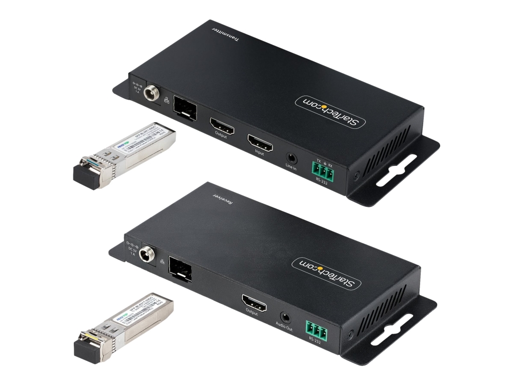 Startech 4K HDMI over Fiber Extender Kit, 4K 60Hz up to 3300ft/1km (Single Mode) or 1000ft/300m (Multimode) LC Fiber Optic, HDR/HDCP, Audio/RS232/IR Extender, HDMI Video Extender - Transmitter and Receiver Kit (ST121HD20FXA2) - Video/audio/infrarød/netværks forlænger - HDMI - over fiberoptik - fiberoptik - op til 1 km