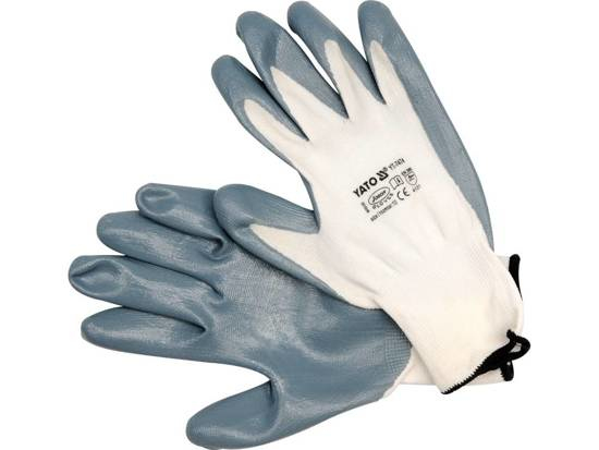 Yato Yt-7474, Werkstatthandschuhe, Blau, Weiß, 1 Stück(E), En 388:2016, Nitril, Nylon