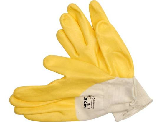 Yato Yt-7481, Werkstatthandschuhe, Gelb, Abnutzungsresistent, Ölbeständig, Durchstoßfest, 1 Stück(E), En 388:2016, Polyester