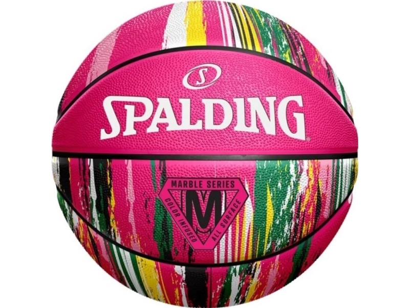 Spalding Marble Basketball Sort Og Pink Str. 7 84400Z