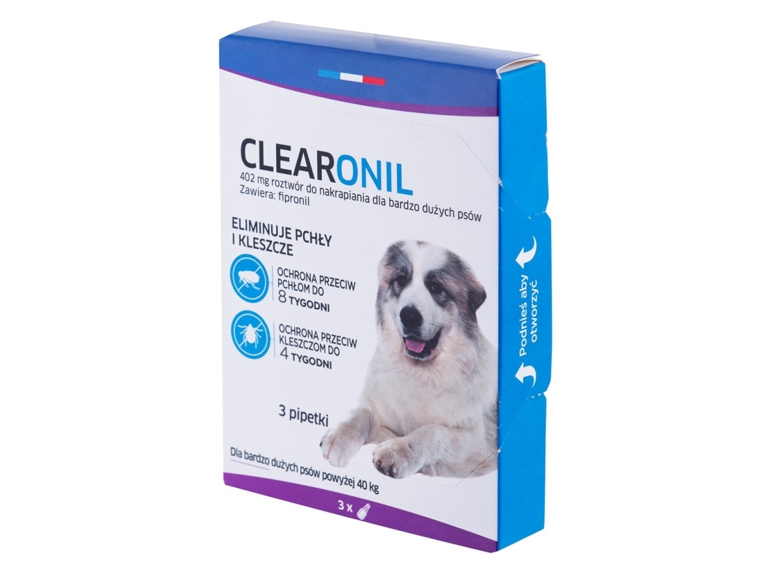 Forløber hver for sig Se insekter FRANCODEX Clearonil Large breed - antiparasitdråber til hunde - 3 x 402 mg
