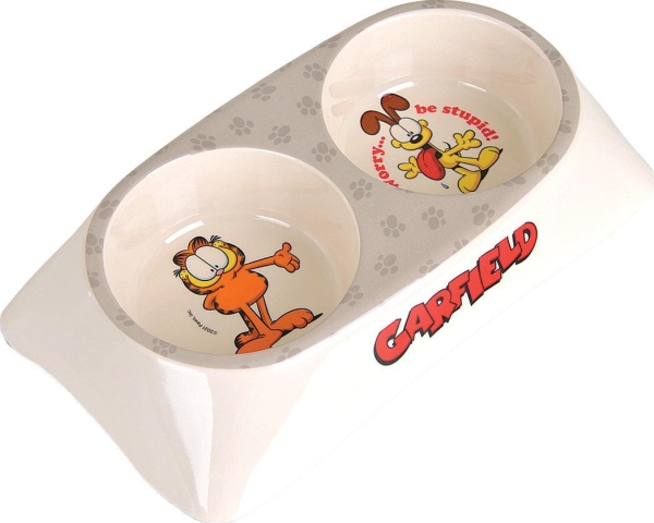 Garfield, Doppelnapf Aus Melamin Für Katzen, Weiß/Grau