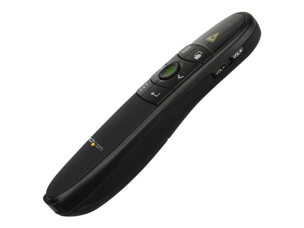 Startech Wireless Presentation Remote with Green Laser Pointer - 90 ft. (27 m) - USB Presentation Clicker for Mac and Windows (PRESREMOTEG) - Fjernbetjening til præsentation - RF - sort