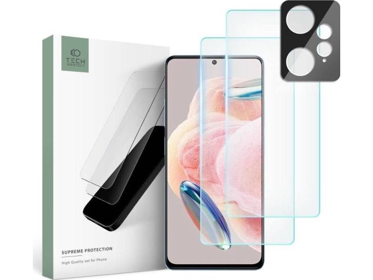 Tech-Protect Härdat glas + för kameralinser Tech-Protect Supreme Set Xiaomi Redmi Note 12 LTE Clear [2+1 PACK] | Tele & GPS - Mobil tillbehör - Skärmskydd | GameStuff