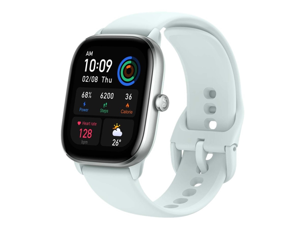 Amazfit GTS 4 Mini - Aluminiumslegering - smart ur med rem - silikone - mynteblå - håndledsstørrelse: 135-190 mm - display 1.65 - Bluetooth - 19 g
