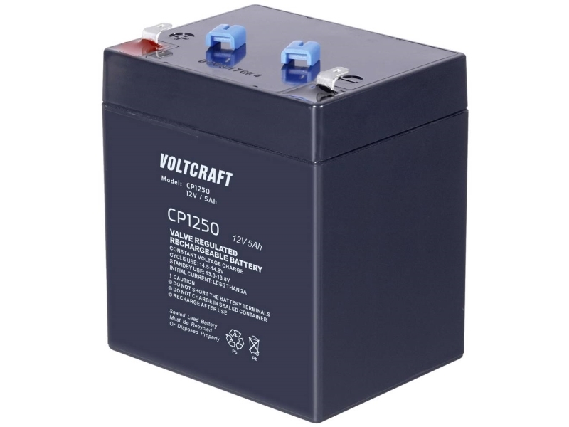 Voltcraft Ce12v/5ah Blybatteri 12 V 5 Ah Blyfleece B X H X T 90 X 107 X 70 Mm Fladstik 4 8 Mm Vedligeholdelsesfri