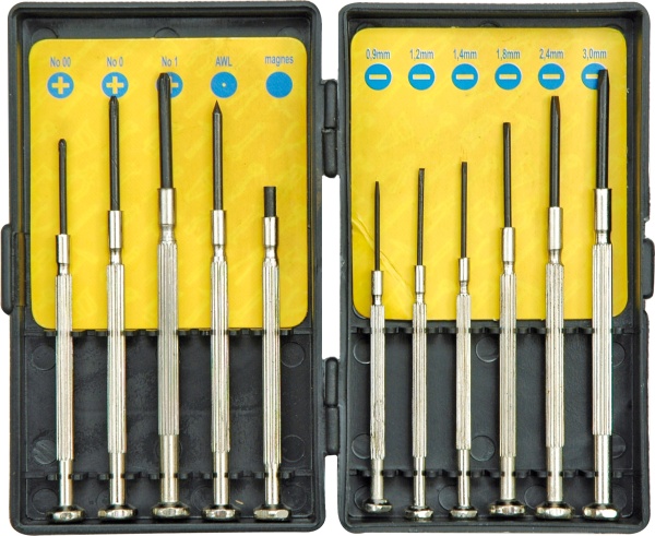 Vorel præcisionsskruetrækkere PL 0,9-3 mm PH00 PH0 PH1 11 stk. (64330)