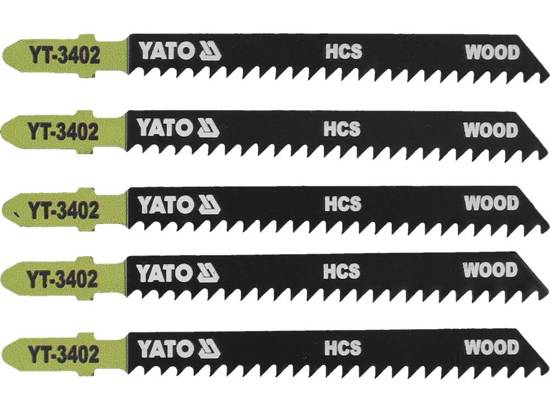 Yato YT-3402, Stikksagblad, Sponplate, Fibre board, Kryssfiner, Mykt tre, Tre, High Carbon Steel (HCS), 7,5 cm, 10 cm, 5 stykker