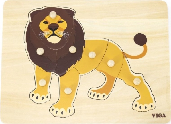 Viga Toys Montessori Holzpuzzle Für Kinder - Löwenpuzzle Viga